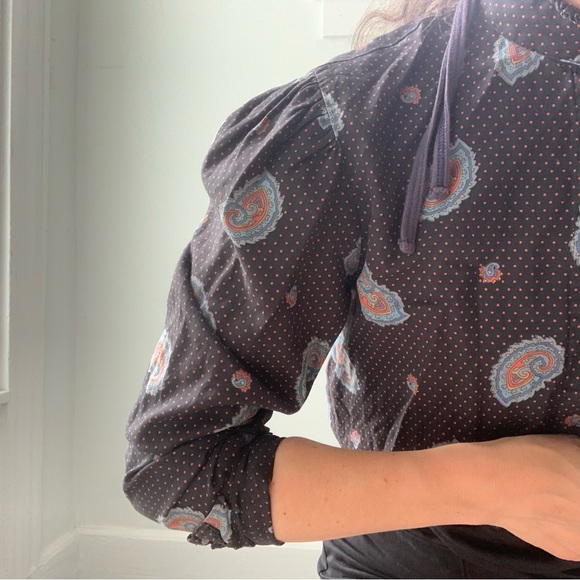 70s Jones New York puffed sleeve paisley blouse - Picture 3 of 12